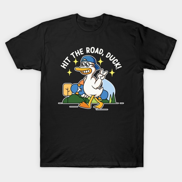 hit the road duck! : proudly walking duck holding a skateboard T-Shirt by Mr. Bdj